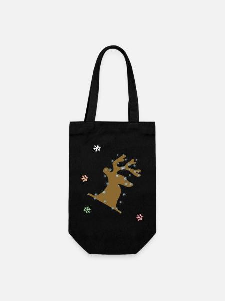 Elch, Weihnachten - Geschenkbeutel für Flaschen - Schwarz