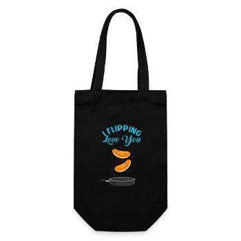 Herziger Pfannkuchen Liebesfrühstück - Geschenkbeutel für Flaschen - Schwarz - Vorne