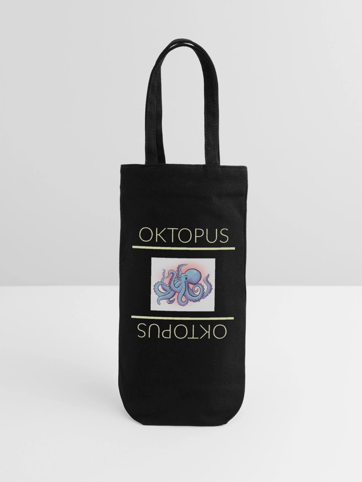 Oktopus - Geschenkbeutel für Flaschen - Schwarz - Vorne