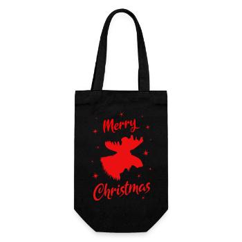 Merry Christmas moose - Geschenkbeutel für Flaschen - Schwarz - Vorne