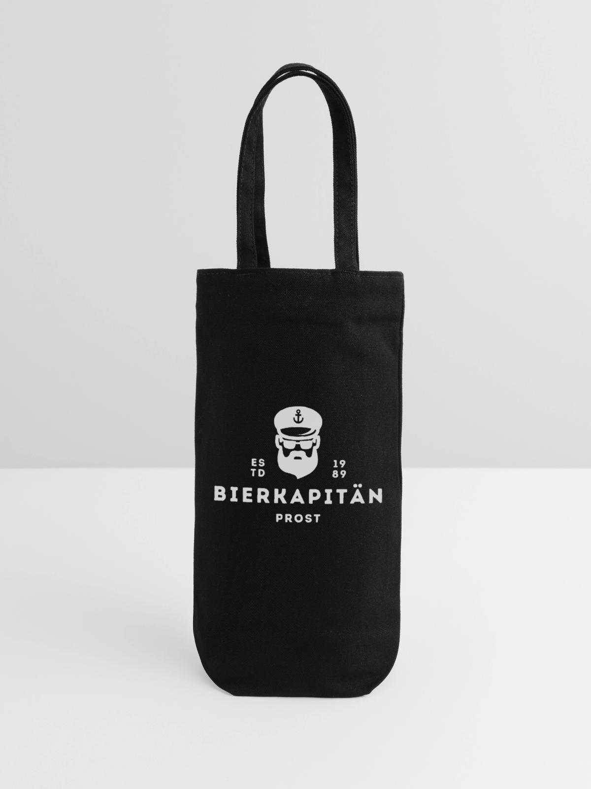 Bierkapitain - Geschenkbeutel für Flaschen - Schwarz - Vorne