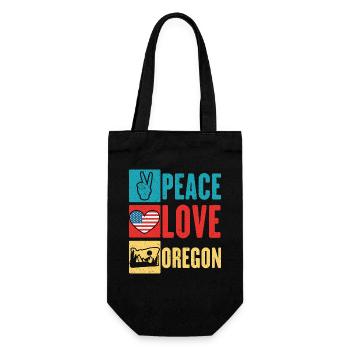 Frieden Liebe Oregon USA Staat Amerika Oregonian - Geschenkbeutel für Flaschen - Schwarz - Vorne