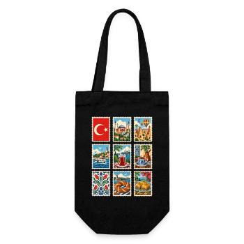 Türkei Briefmarken - Geschenkbeutel für Flaschen - Schwarz - Vorne