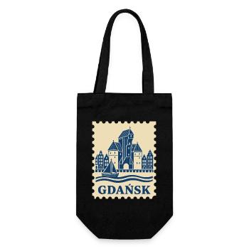 Gdansk Retro-Briefmarke - Geschenkbeutel für Flaschen - Schwarz - Vorne