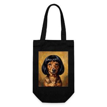 Lustiger Hund Dackel Bob Haarschnitt - Geschenkbeutel für Flaschen - Schwarz - Vorne