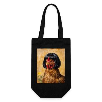 Lustiges Huhn Bob Haarschnitt - Geschenkbeutel für Flaschen - Schwarz - Vorne