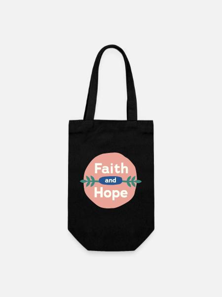 Faith & Hope - Geschenkbeutel für Flaschen - Schwarz