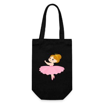 Kleine Comic Ballerina Rosa Tutu Tanzen T-Shirt - Geschenkbeutel für Flaschen - Schwarz - Vorne