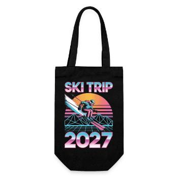 Skireise 2027 Retro Sunset - Geschenkbeutel für Flaschen - Schwarz - Vorne