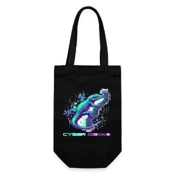 Cyber Gekko – Neon Circuit Echse - Geschenkbeutel für Flaschen - Schwarz - Vorne