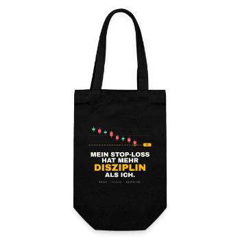 Mein Stop-Loss hat mehr Disziplin als ich - Geschenkbeutel für Flaschen - Schwarz - Vorne