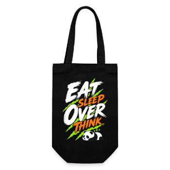Schlafender Panda – Eat Sleep Over Think - Geschenkbeutel für Flaschen - Schwarz - Vorne