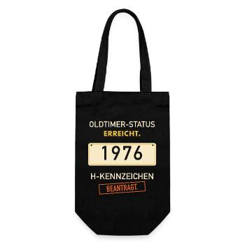 50. Geburtstag 1976 Oldtimer H-Kennzeichen - Geschenkbeutel für Flaschen - Schwarz - Vorne