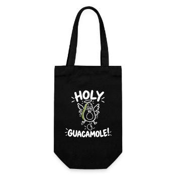 Holy Guacamole – Lustige und skurrile Engels-Avocado - Geschenkbeutel für Flaschen - Schwarz - Vorne