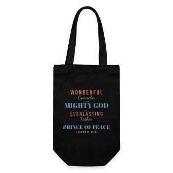 Wonderful Counselor Mighty God – Isaiah 9:6 - Geschenkbeutel für Flaschen - Schwarz - Vorne