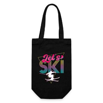 Let's Ski Neon Retro Skier - Geschenkbeutel für Flaschen - Schwarz - Vorne