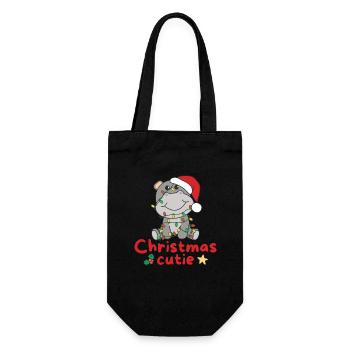 Hippo Weihnachten Nielpferde Christmas Cutie - Geschenkbeutel für Flaschen - Schwarz - Vorne