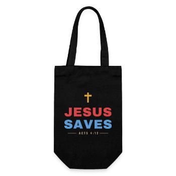 Jesus Saves – Acts 4:12 Christian - Geschenkbeutel für Flaschen - Schwarz - Vorne