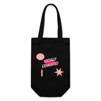 sozial erschöpft - Geschenkbeutel für Flaschen - Schwarz - Vorne