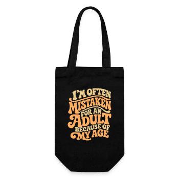 Ich werde oft für einen Erwachsenen MIstaken wegen meines Alters - Geschenkbeutel für Flaschen - Schwarz - Vorne