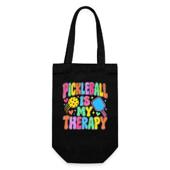 Pickleball ist meine Therapie, groovy - Geschenkbeutel für Flaschen - Schwarz - Vorne