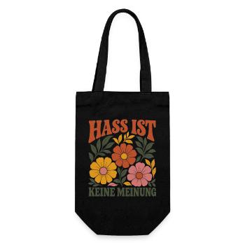 Hass Ist Keine Meinung Vintage Boho Antifa Protest - Geschenkbeutel für Flaschen - Schwarz - Vorne