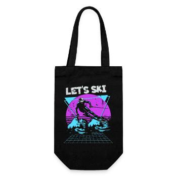 Lass uns Ski Neon Retro - Geschenkbeutel für Flaschen - Schwarz - Vorne