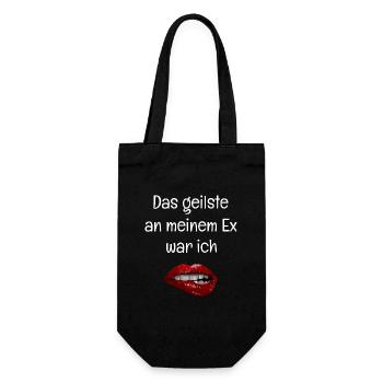 Das geilste an meinem Ex war ich - Rote Lippen - Geschenkbeutel für Flaschen - Schwarz - Vorne