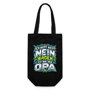 Opa muss nicht Nein sagen – Spruch - Geschenkbeutel für Flaschen - Schwarz - Vorne