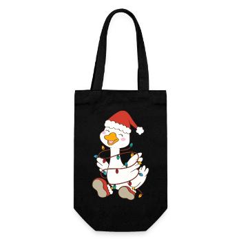 Süße Weihnachtsgans - Geschenkbeutel für Flaschen - Schwarz - Vorne