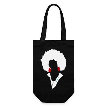 Weiße Afro-Silhouette mit blauen Knöpfen - Geschenkbeutel für Flaschen - Schwarz - Vorne