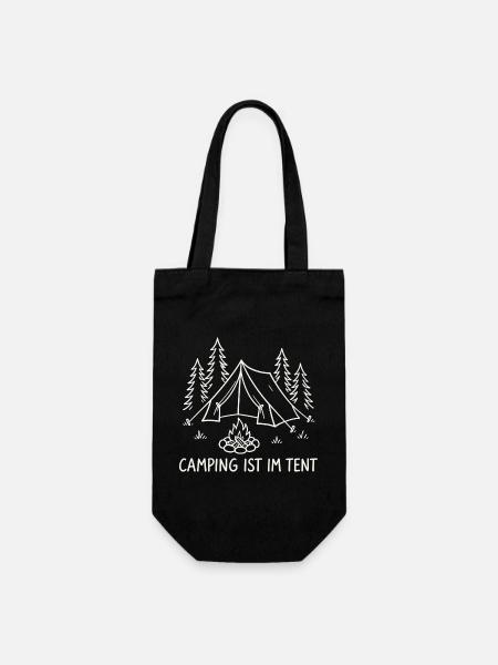 Camping im Tent Waldsilhouette - Geschenkbeutel für Flaschen - Schwarz