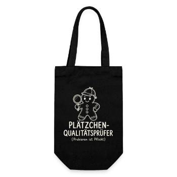 Plätzchen-Qualitätsprüfer Probieren ist Pflicht - Geschenkbeutel für Flaschen - Schwarz - Vorne