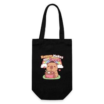 Süßes Kapybara, das Nudeln isst, Ramen macht mich nervös - Geschenkbeutel für Flaschen - Schwarz - Vorne