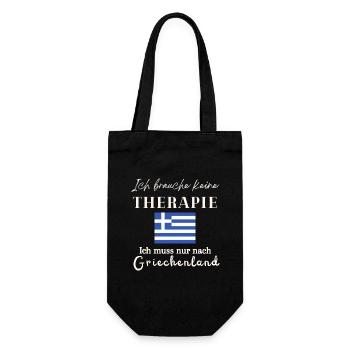Ich brauch keine Therapie Griechenland - Geschenkbeutel für Flaschen - Schwarz - Vorne