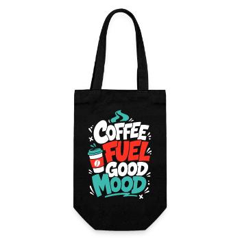 Kaffee – Coffee Fuel Good Mood - Geschenkbeutel für Flaschen - Schwarz - Vorne