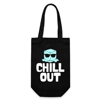 Eiswürfel mit Sonnenbrille – Chill Out - Geschenkbeutel für Flaschen - Schwarz - Vorne
