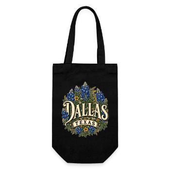 Dallas Texas Blumenbouquet Design - Geschenkbeutel für Flaschen - Schwarz - Vorne