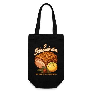 O Schweinsbraten knuschprige Kruste - Geschenkbeutel für Flaschen - Schwarz - Vorne