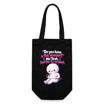 Flat Stomach? Funny Body Positivity Meme - Geschenkbeutel für Flaschen - Schwarz - Vorne