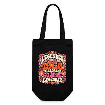 1966 Legenden 60. Geburtstag 60er Flower Power - Geschenkbeutel für Flaschen - Schwarz - Vorne