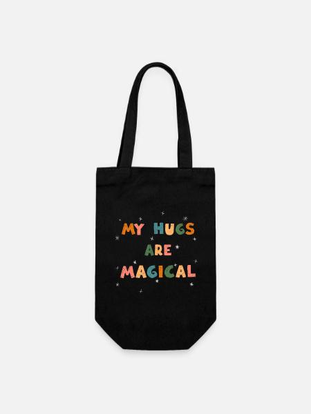 Meine Umarmungen sind magisch - Geschenkbeutel für Flaschen - Schwarz