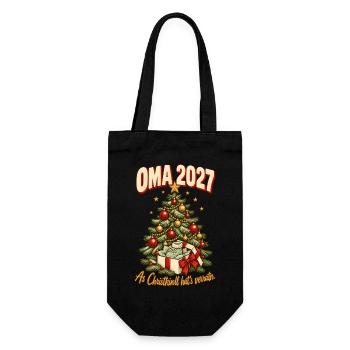 Oma 2027 Christkindl hat's verraten - Geschenkbeutel für Flaschen - Schwarz - Vorne