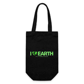 I Love Earth It's Complicated Umwelt Spruch - Geschenkbeutel für Flaschen - Schwarz - Vorne