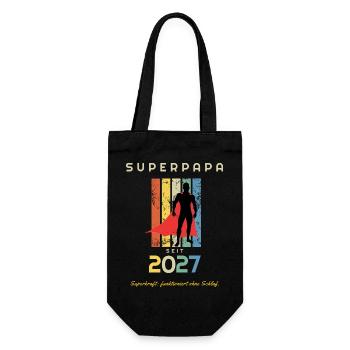 Papa 2027 Superpapa werdender Papa Geschenk - Geschenkbeutel für Flaschen - Schwarz - Vorne