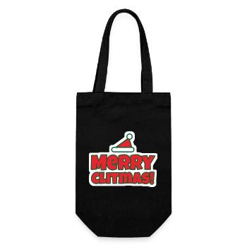 Merry Clitmas! Sticker mit Weihnachtsmütze - Geschenkbeutel für Flaschen - Schwarz - Vorne