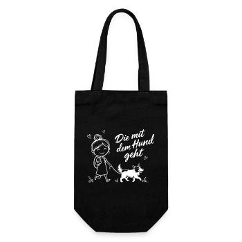 Die mit dem Hund geht Border Collie - Geschenkbeutel für Flaschen - Schwarz - Vorne