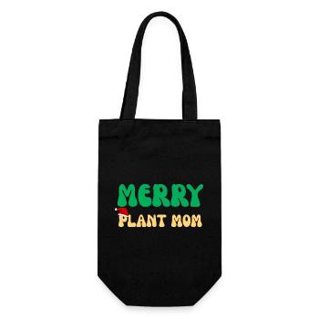 Fröhliche Pflanzenmama Weihnachtsgeschenk Pflanzenliebhaber Feiertag - Geschenkbeutel für Flaschen - Schwarz - Vorne