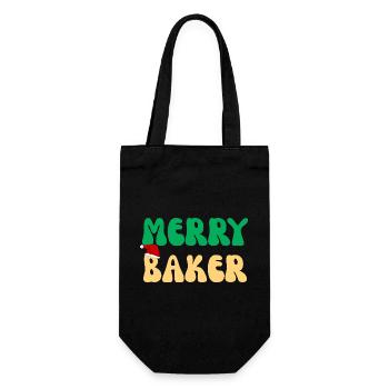 Frohe Baker Weihnachtsschürze Schürzenpullover Feiertagsgeschenk - Geschenkbeutel für Flaschen - Schwarz - Vorne
