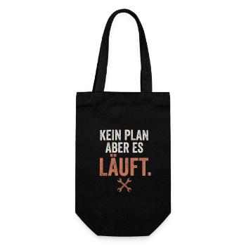 Kein Plan, Aber Es Läuft - Geschenkbeutel für Flaschen - Schwarz - Vorne